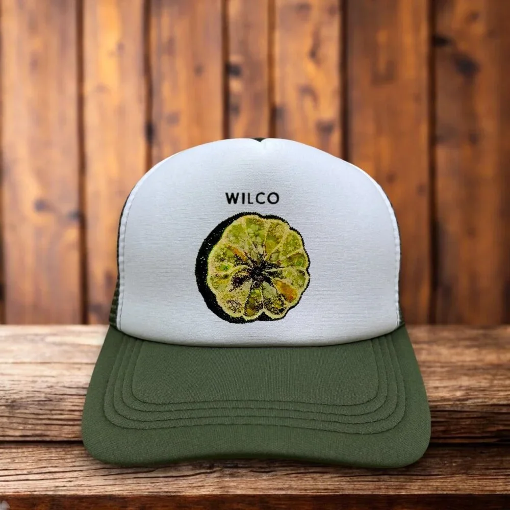 Wilco Mens Trucker Hat Olive Snapback 90s Alt Folk Rock Americana Ball Cap
